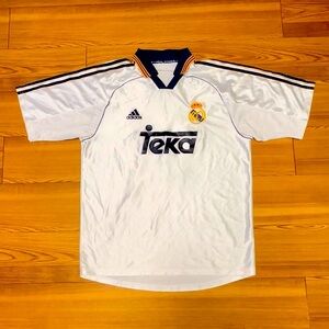 Raul Real Madrid 98/00 CL Home Size L adidas Soccer Jersey Original Vint…